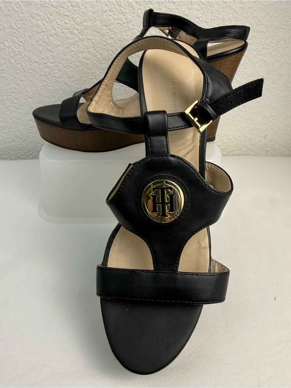 Tommy Hilfiger | Kaydin | Platform Wedge Sandals | Black | 9.5M